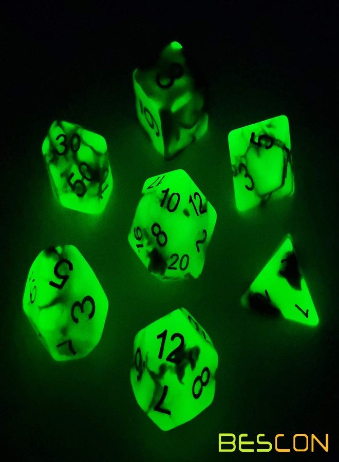 Bescon Two-Tone Glow-in-The-Dark Polyhedral Dice Set Spooky Rocks, Luminous RPG Dice Set d4 d6 d8 d10 d12 d20 d% Brick Box Pack - Image 3
